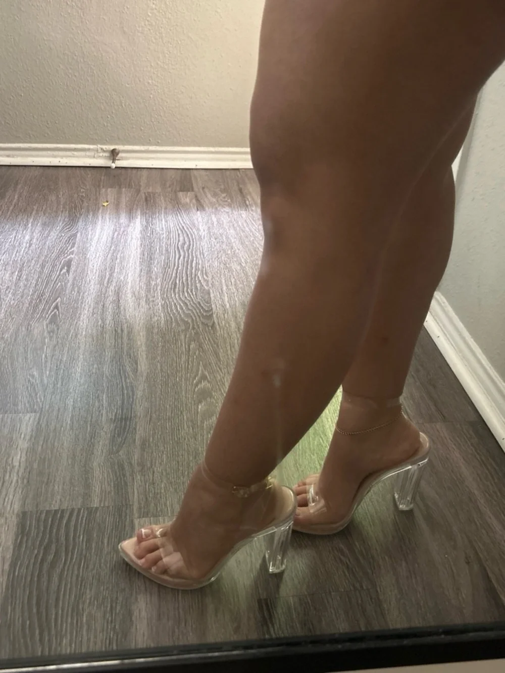 Liliana Clear Strap Pointed Toe Heels in Nude Blush